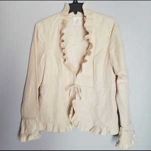 Think Tank Ruffle Colar Light Weight Blazer Jacket